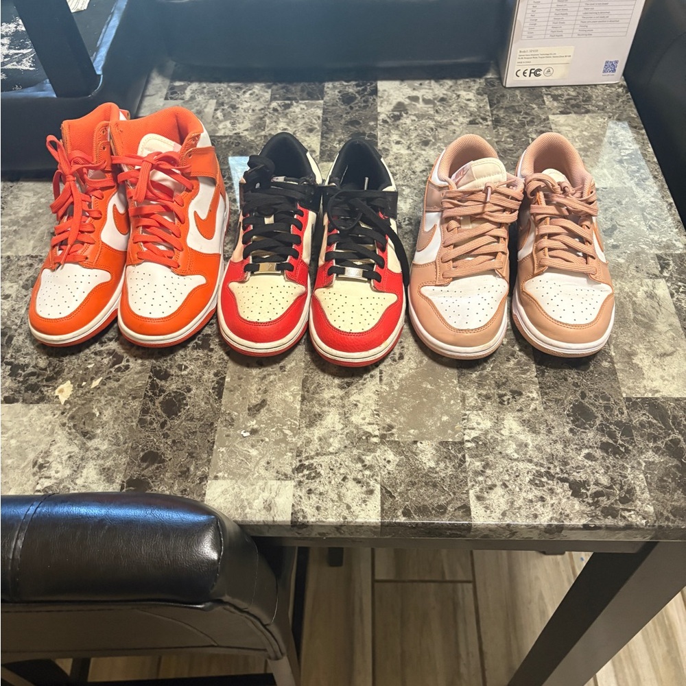 Dunk High and low top Sneakers in Orange, Red, and Pink
